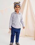 Cotton Modal Long Sleeve Polo Navy