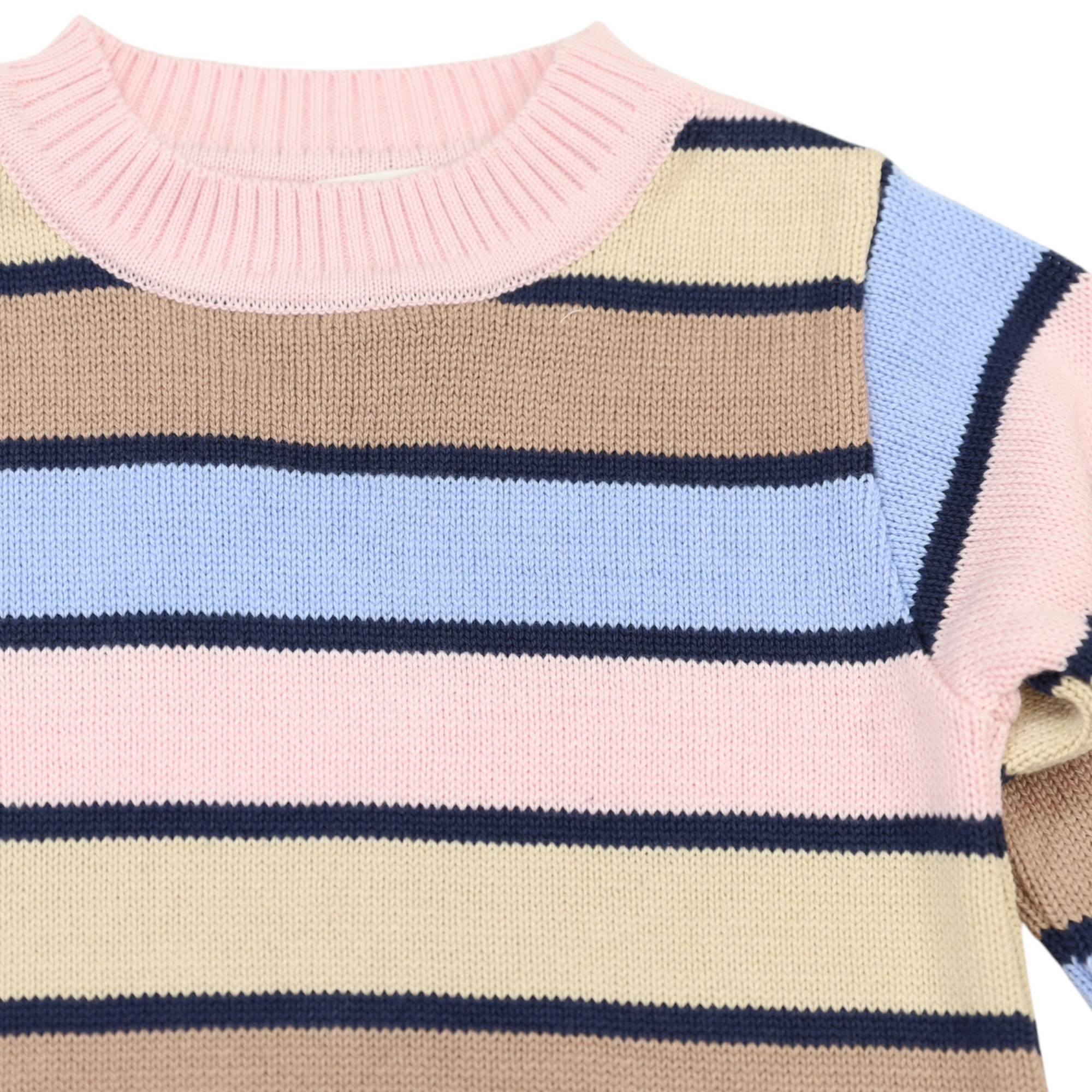 A-line Striped Knit Dress Blue