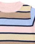 A-line Striped Knit Dress Blue