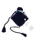 Striped Lined Knit Beanie Blue