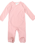 Organic Cotton Long Sleeve Romper Pink Spot
