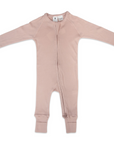 Cotton Modal Zip Long Sleeve Onesie Pink