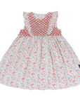 Frill Smocked Dress Red Floral