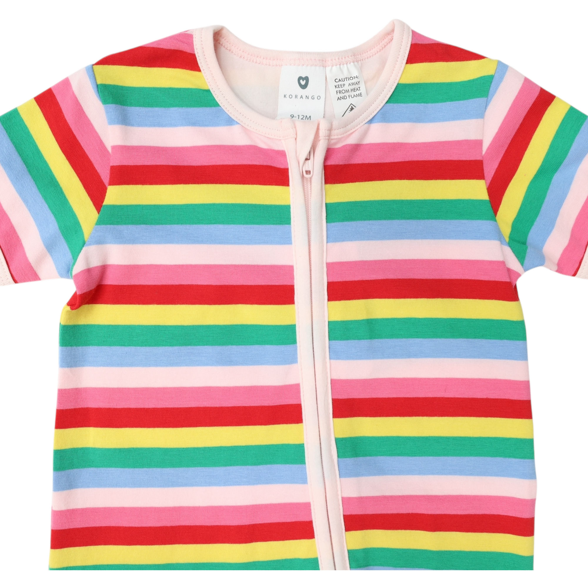 Stripe Short Sleeve Zip Romper Rainbow Stripe