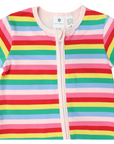 Stripe Short Sleeve Zip Romper Rainbow Stripe