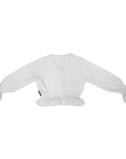 Knit Cardigan with Ruffles White