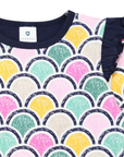 Arch Frill Print Tee Green