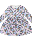 Cotton Arch Print Dress Blue