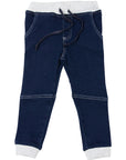 Elastic Waist Denim Jean with Drawstring Dark Denim