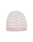 Striped Knit Beanie Baby Pink & White