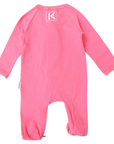 Cotton Stretch Long Sleeve Romper with Zip - Pink