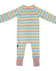Stripes Zip Onesie Pink