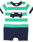 Kombi Van Short Sleeve Romper Green Stripe