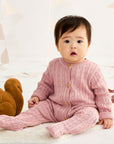 Fine Cable Knit Romper Pink