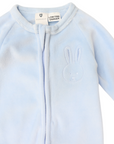 Velour Zip Long Sleeve Romper with Bunny Applique