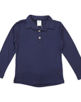 Cotton Modal Long Sleeve Polo Navy