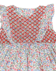 Frill Smocked Dress Red Floral