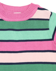A-line Striped Knit Dress Green