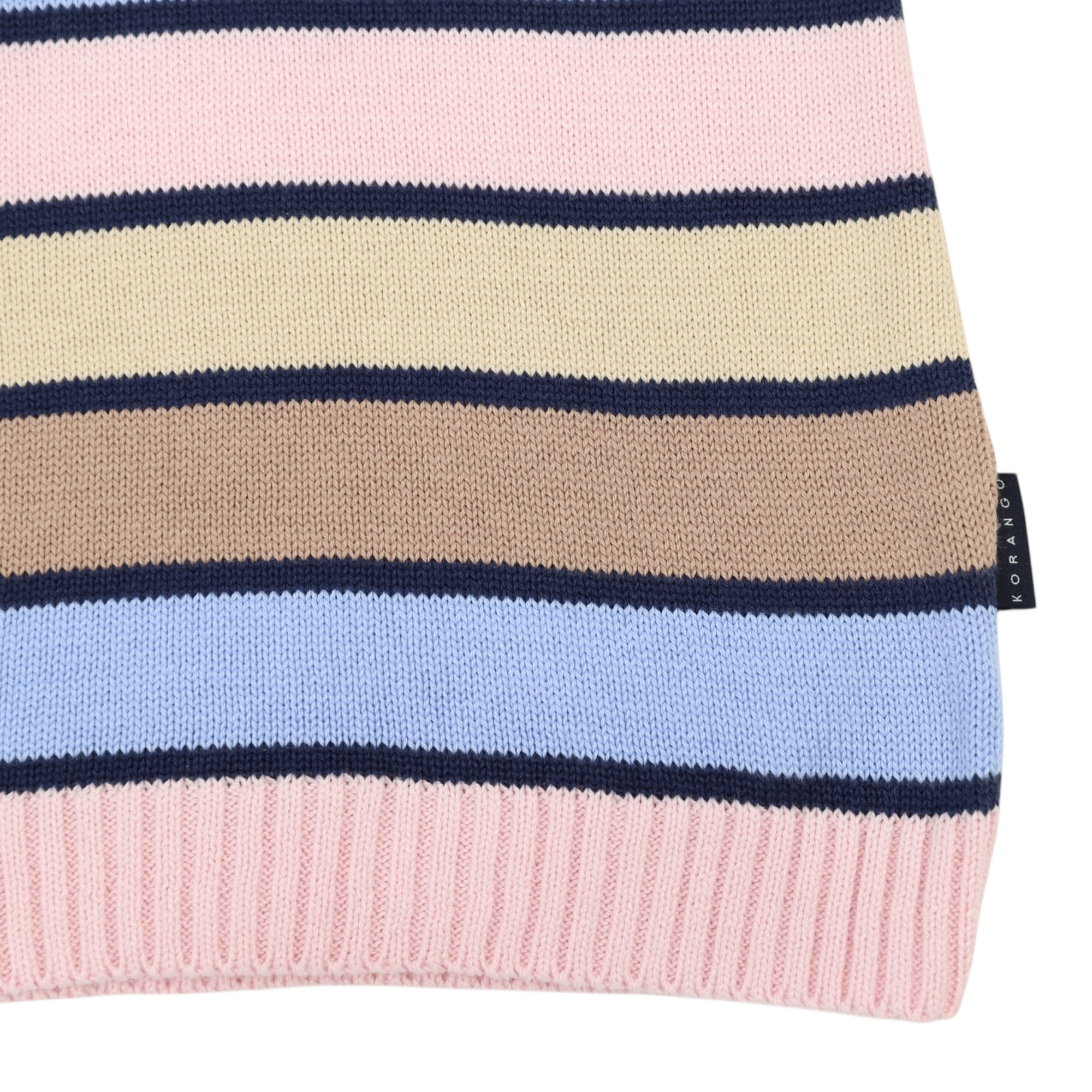 A-line Striped Knit Dress Blue