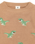 T-REX Embroidered Knit Sweater Chestnut