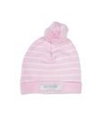 Striped Knit Beanie with Pom Pink