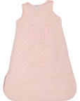 Lined Sleeping Bag with Bunny Applique Pink