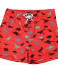 Dinosaur Print Quick Dry Recycled 4 Way Stretch Boardies Red