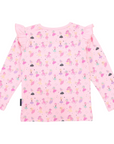 Dancing Unicorn Frill Print Tee Pink