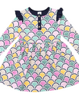 Arch Frill Print Dress Green