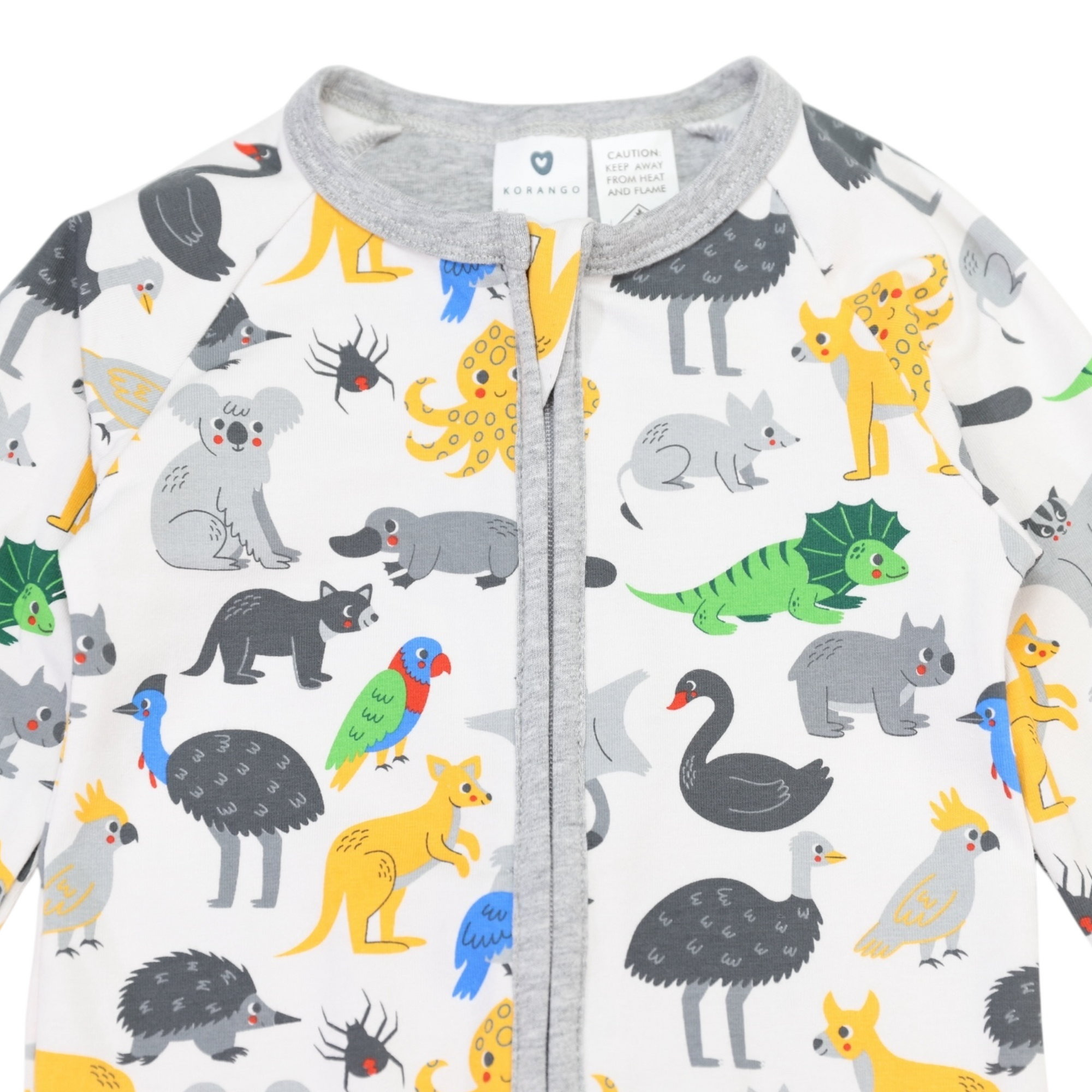 Australian Animal Zip Onesie Grey