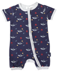 Under the Sea Short Sleeve Zip Onesie Navy