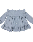 Soft Woven Frill Blouse Grey