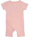 Organic Cotton Short Sleeve Romper Pink Spot