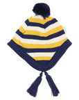 Striped Knit Beanie Mustard & Navy