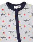 Under the Sea Short Sleeve Zip Onesie Grey