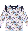 Arch Frill Print Tee Blue