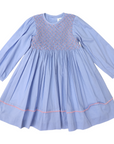 Long Sleeve Smocked Dress Blue Heron