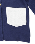 Hood Lined Knit Jacket with Pocket Navy