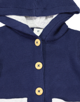 Hood Lined Knit Jacket with Pocket Navy