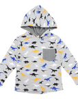 Hooded Dino Top Grey Marle