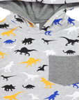 Hooded Dino Top Grey Marle