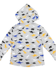 Hooded Dino Top Grey Marle