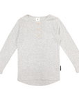 Cotton Modal Henley Top Grey Marle