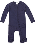 Cotton Modal Long Sleeve Romper with Zip Navy