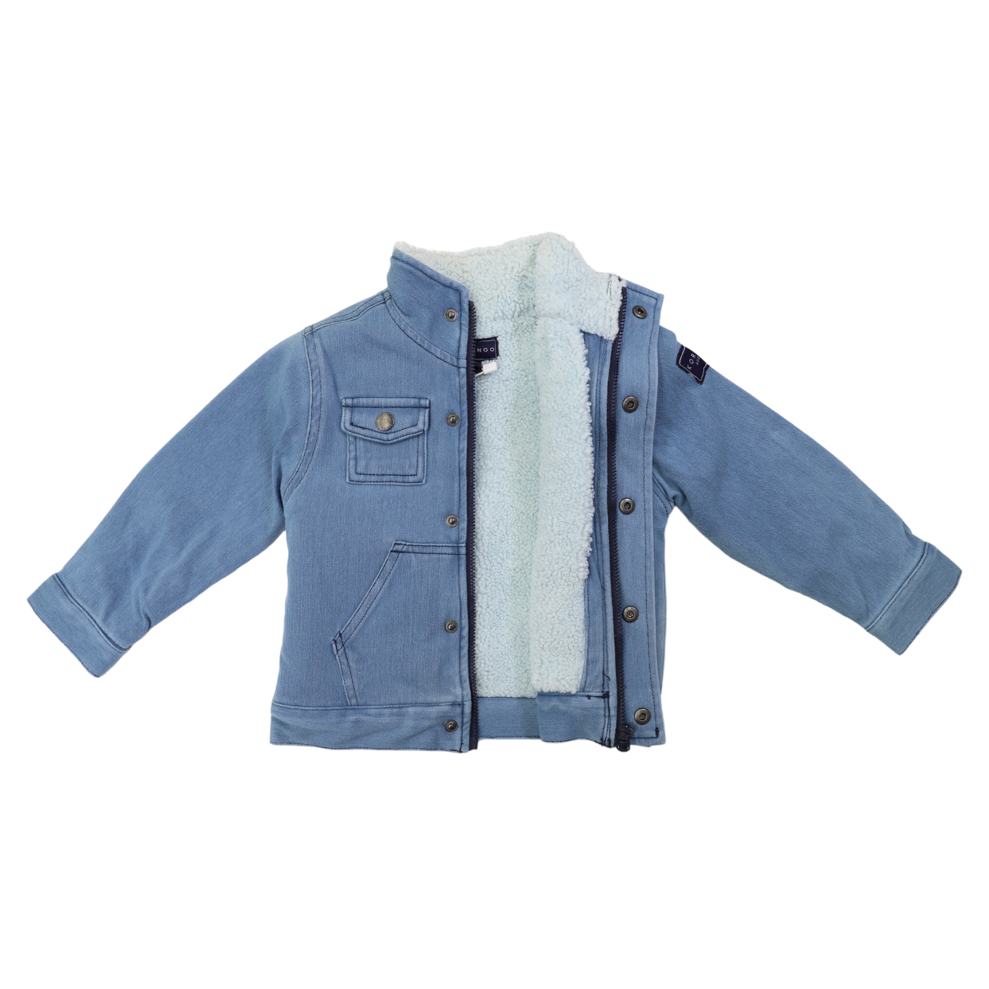 Sherpa Lined Denim Jacket Stone Wash