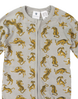 Tiger Print Long Sleeve Zip Romper Green