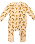 Tiger Print Long Sleeve Zip Romper Tapioca