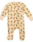 Tiger Print Long Sleeve Zip Romper Tapioca
