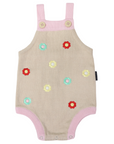 Flower Embroidered Knit Sunsuit Cloud
