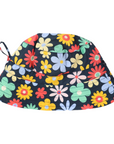 Flower Print Woven Frill Sun Hat Navy